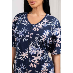 Халат женский 1683/12 кулирка (р-ры: 48-62) синий-2