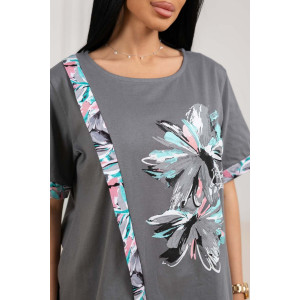 Костюм двойка женский 2145 кулирка (р-ры: 50-64) серый-бирюзовый