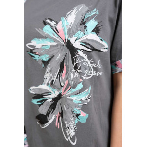 Костюм двойка женский 2145 кулирка (р-ры: 50-64) серый-бирюзовый