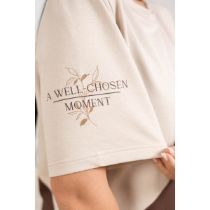 Костюм двойка женский 2135 футер (р-ры: 50-60) бежевый-коричневый