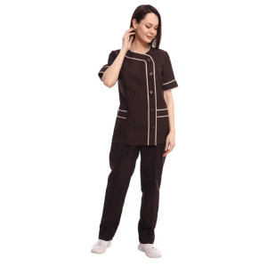 Костюм женский для клининга и горничных УН-02-01-ГАБ габардин (р-ры: 42-62) коричневый