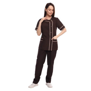 Костюм женский для клининга и горничных УН-02-01-ГАБ габардин (р-ры: 42-62) коричневый