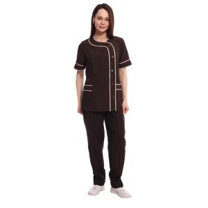 Костюм женский для клининга и горничных УН-02-01-ГАБ габардин (р-ры: 42-62) коричневый