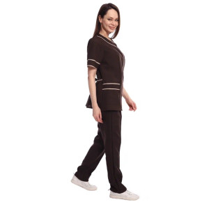 Костюм женский для клининга и горничных УН-02-01-ГАБ габардин (р-ры: 42-62) коричневый