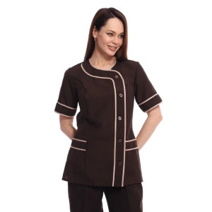 Костюм женский для клининга и горничных УН-02-01-ГАБ габардин (р-ры: 42-62) коричневый