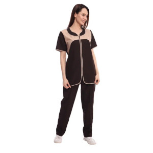 Костюм женский для клининга и горничных УН-02-09-ГАБ габардин (р-ры: 42-62) коричневый