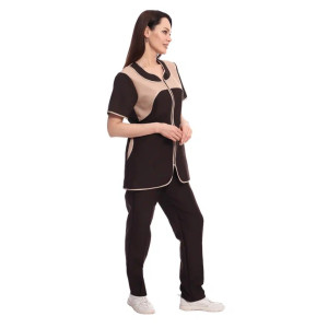 Костюм женский для клининга и горничных УН-02-09-ГАБ габардин (р-ры: 42-62) коричневый