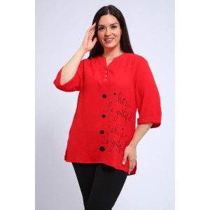 Туника женская №31963 сингапур (последний размер) красный 54,56