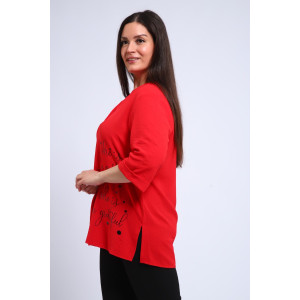 Туника женская №31963 сингапур (последний размер) красный 54,56