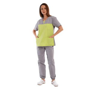 Костюм медицинский женский М-02-164-ТС смесовая ткань (р-ры: 42-62) серый-зеленый Костюм медицинский женский М-02-164-ТС смесовая ткань (р-ры: 42-62) серый-зеленый