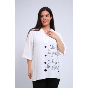 Туника женская №31963 сингапур (последний размер) белый 54,56