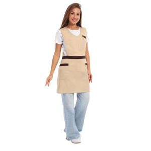Фартук для продавцов УН-04-319-ТС смесовая ткань (р-ры: 44-54) бежевый Фартук для продавцов УН-04-319-ТС смесовая ткань (р-ры: 44-54) бежевый