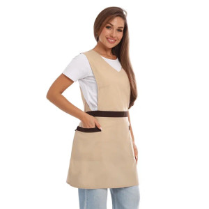 Фартук для продавцов УН-04-319-ТС смесовая ткань (р-ры: 44-54) бежевый Фартук для продавцов УН-04-319-ТС смесовая ткань (р-ры: 44-54) бежевый