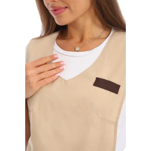 Фартук для продавцов УН-04-319-ТС смесовая ткань (р-ры: 44-54) бежевый Фартук для продавцов УН-04-319-ТС смесовая ткань (р-ры: 44-54) бежевый