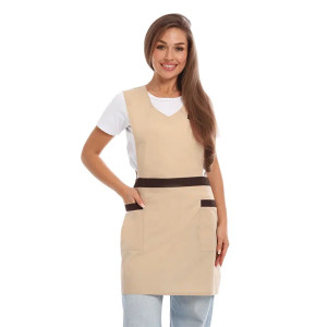 Фартук для продавцов УН-04-319-ТС смесовая ткань (р-ры: 44-54) бежевый Фартук для продавцов УН-04-319-ТС смесовая ткань (р-ры: 44-54) бежевый
