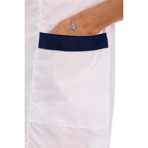 Халат медицинский женский М-20-166-ТС смесовая ткань (р-ры: 42-58) белый-синий