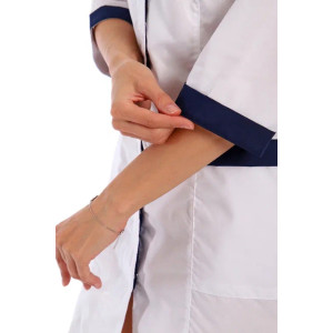 Халат медицинский женский М-20-166-ТС смесовая ткань (р-ры: 42-58) белый-синий