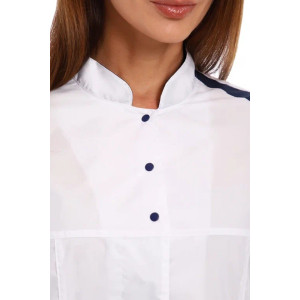 Халат медицинский женский М-20-166-ТС смесовая ткань (р-ры: 42-58) белый-синий