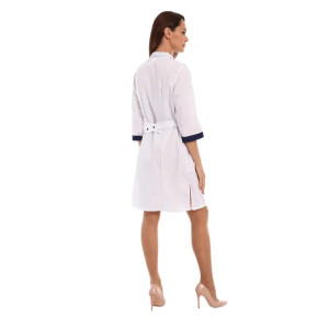 Халат медицинский женский М-20-166-ТС смесовая ткань (р-ры: 42-58) белый-синий