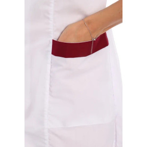 Халат медицинский женский М-20-166-ТС смесовая ткань (р-ры: 42-58) белый-красный