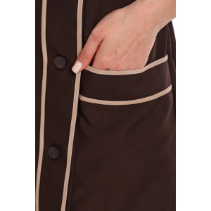 Халат женский для сферы обслуживания УН-20-01-ГАБ габардин (р-ры: 42-62) коричневый Халат женский для сферы обслуживания УН-20-01-ГАБ габардин (р-ры: 42-62) коричневый