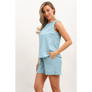 Костюм двойка детский КЖ-001 лён смесовый (р-ры: 44-62) ментоловый Костюм двойка детский КЖ-001 лён смесовый (р-ры: 44-62) ментоловый