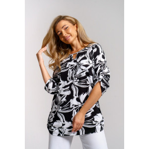 Туника женская №36970 кулирка (последний размер) черно-белый 54