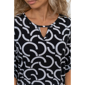 Туника женская №36791 кулирка (последний размер) черно-белый 54