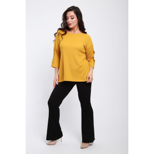 Футболка женская №24294 жатка (последний размер) горчица 54