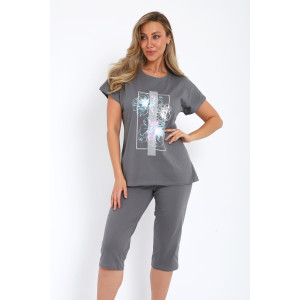 Костюм двойка женский №32088 кулирка (последний размер) серый 52