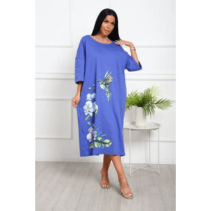 Футболка-платье женская удлиненная Арт. 1092 кулирка (последний размер) васильковый 62-64 Футболка-платье женская удлиненная Арт. 1092 кулирка (последний размер) васильковый 62-64