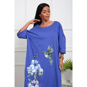 Футболка-платье женская удлиненная Арт. 1092 кулирка (последний размер) васильковый 62-64 Футболка-платье женская удлиненная Арт. 1092 кулирка (последний размер) васильковый 62-64