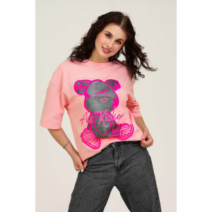 Футболка женская №50553 кулирка (последний размер) розовый 52 Футболка женская №50553 кулирка (последний размер) розовый 52