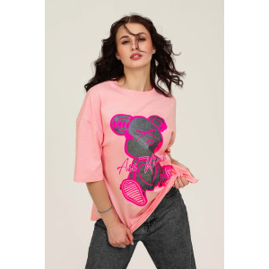 Футболка женская №50553 кулирка (последний размер) розовый 52 Футболка женская №50553 кулирка (последний размер) розовый 52