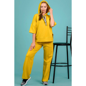 Костюм двойка женский №8150 футер с лайкрой 2-х нитка (последний размер) желтый 46,50,52 Костюм двойка женский №8150 футер с лайкрой 2-х нитка (последний размер) желтый 46,50,52