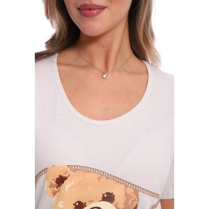 Футболка-туника женская №517 кулирка (последний размер) бежевый мишки 46 Футболка-туника женская №517 кулирка (последний размер) бежевый мишки 46