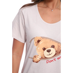 Футболка-туника женская №517 кулирка (последний размер) бежевый мишки 46 Футболка-туника женская №517 кулирка (последний размер) бежевый мишки 46