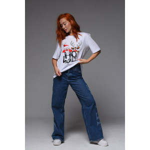 Футболка унисекс №8525 кулирка (последний размер) ДедМ и олень белый 62