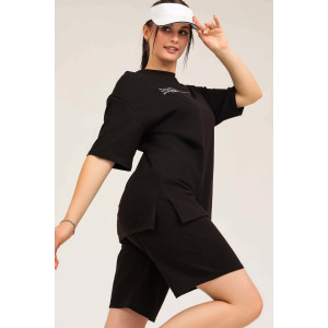 Футболка женская №50551 кулирка (последний размер) черный 46 Футболка женская №50551 кулирка (последний размер) черный 46