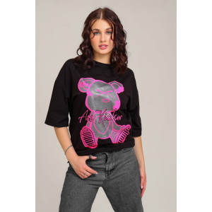 Футболка женская №50553 кулирка (последний размер) черный 50 Футболка женская №50553 кулирка (последний размер) черный 50