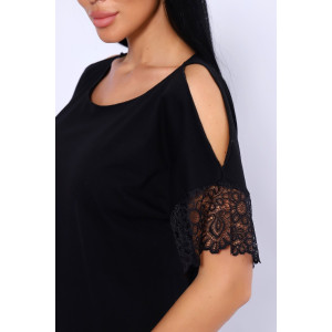 Футболка женская №82063 кулирка (последний размер) черный 50 Футболка женская №82063 кулирка (последний размер) черный 50