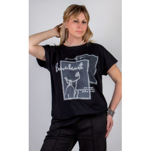 Футболка женская арт. А2006 хлопок стрейч (последний размер) черный 50-52