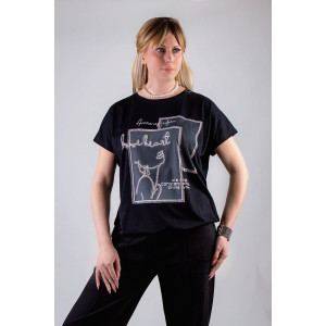 Футболка женская арт. А2006 хлопок стрейч (последний размер) черный 50-52