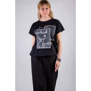 Футболка женская арт. А2006 хлопок стрейч (последний размер) черный 50-52