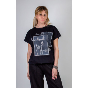 Футболка женская арт. А2006 хлопок стрейч (последний размер) черный 50-52