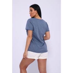 Футболка женская №33603 трикотаж спортивный (последний размер) индиго меланж 48,52