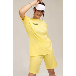 Футболка женская №50551 кулирка (последний размер) желтый 52,54