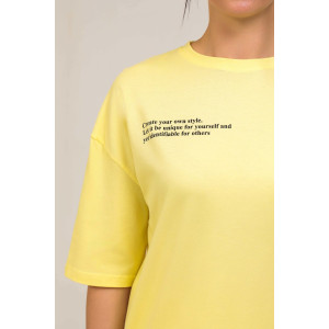 Футболка женская №50551 кулирка (последний размер) желтый 52,54