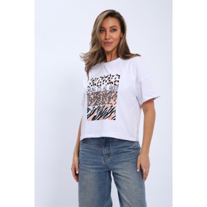 Футболка женская №32078 кулирка с лайкрой пенье (последний размер) белый 48,52