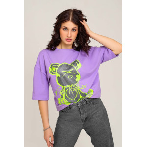 Футболка женская №50553 кулирка (последний размер) сиреневый 52,54 Футболка женская №50553 кулирка (последний размер) сиреневый 52,54